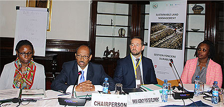 Left) Dr. Joan Kagwanja, Mohamed Moussa, Peter Sidler, Esther Obaikol-Land Tenure Expert, IGAD LPI (Right)