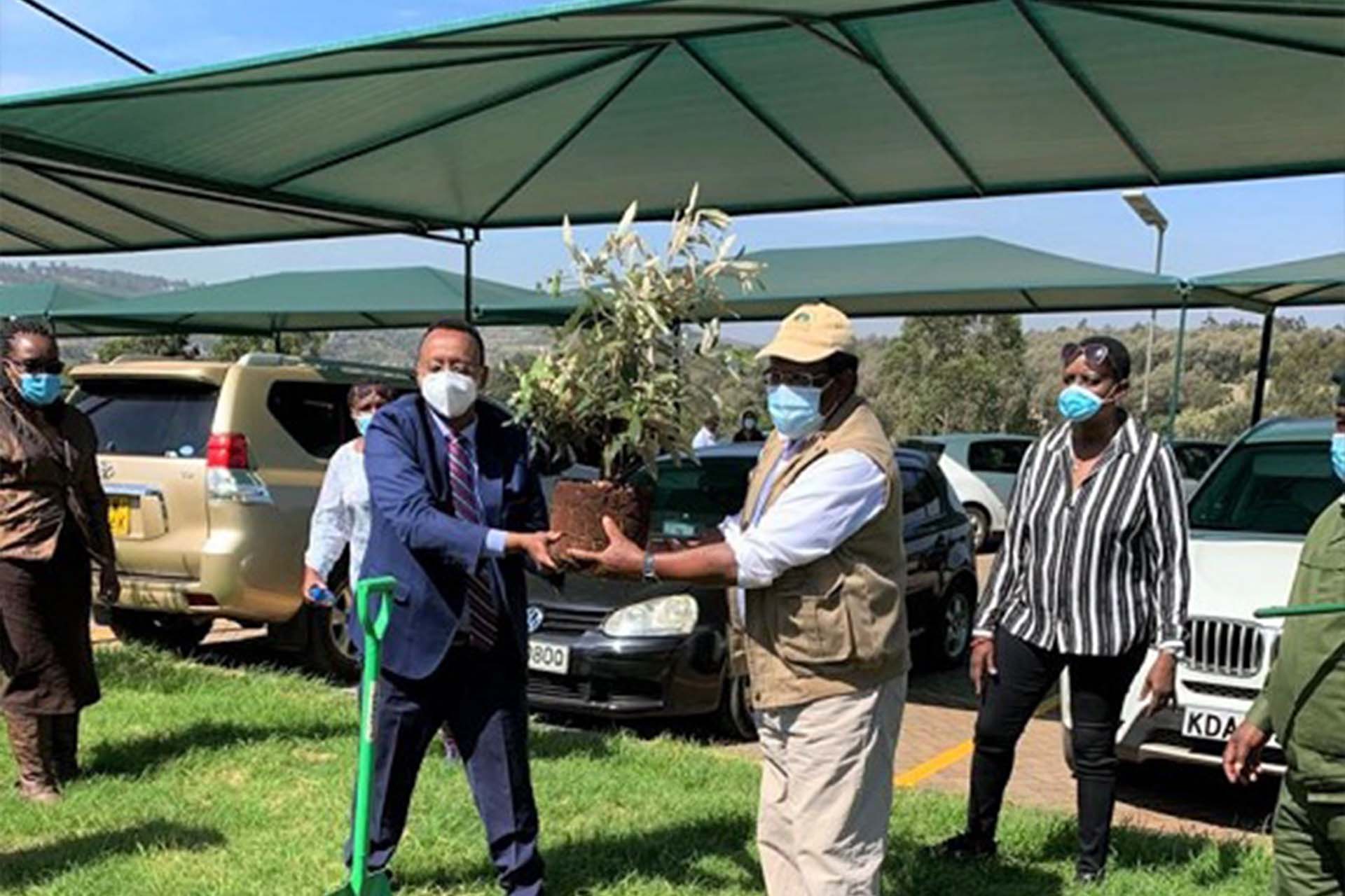 Cabinet Secretary For The Ministry Of Environment And Forestry In Kenya Leads Tree Planting At IGAD Climate Center